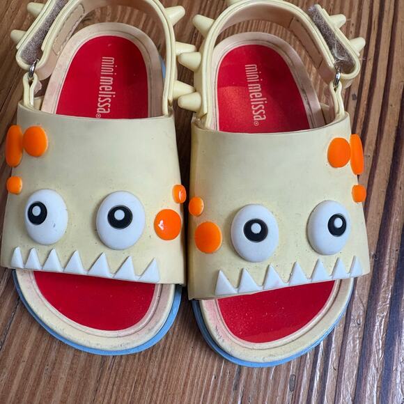 Mini Melissa yellow monster face rubber spiked slip on sandals SIZE 7 - Picture 2 of 5